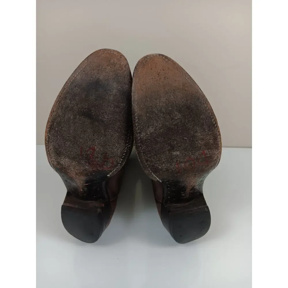 VTG Justin Western Cowboy Boots Mens Size 9.5E Rodeo Leather Brown Style 1651